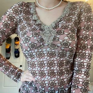 KarenKane long sleeve embroidered top